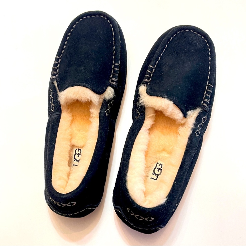 Ansley Water-Resistant Suede Wool Lined Moccasin Slippers Womens 5